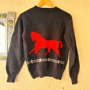 Lord & Taylor Rare Vintage Wool Horse Sweater 🐎 size S/M